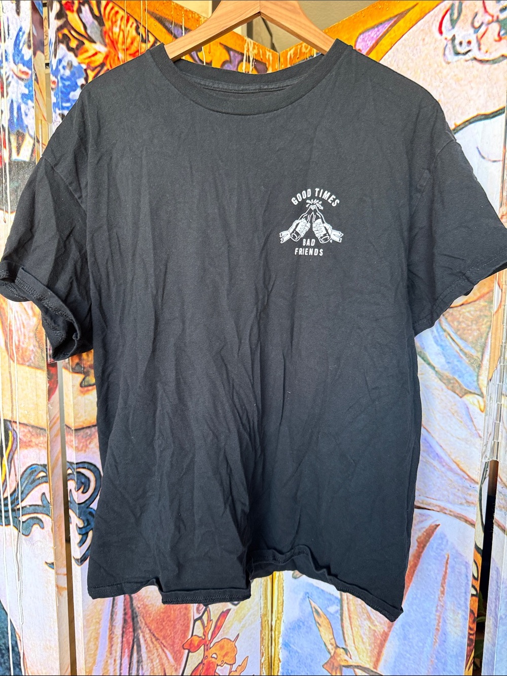 Lurking Class Good Times Bad Friends Black Graphic Tee - Men's Short Sleeve Crew